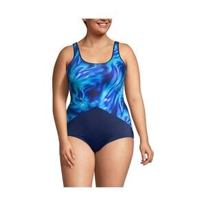 Lands' End Blue Abstract One-Piece Swimsuit‎ | Size 16L